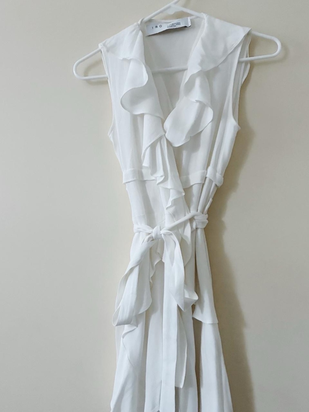 IRO White Sleeveless Ruffle Wrap mini Dress